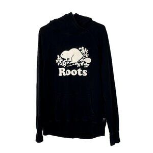 Roots Kanga Black Beaver-Print Cotton Hoodie